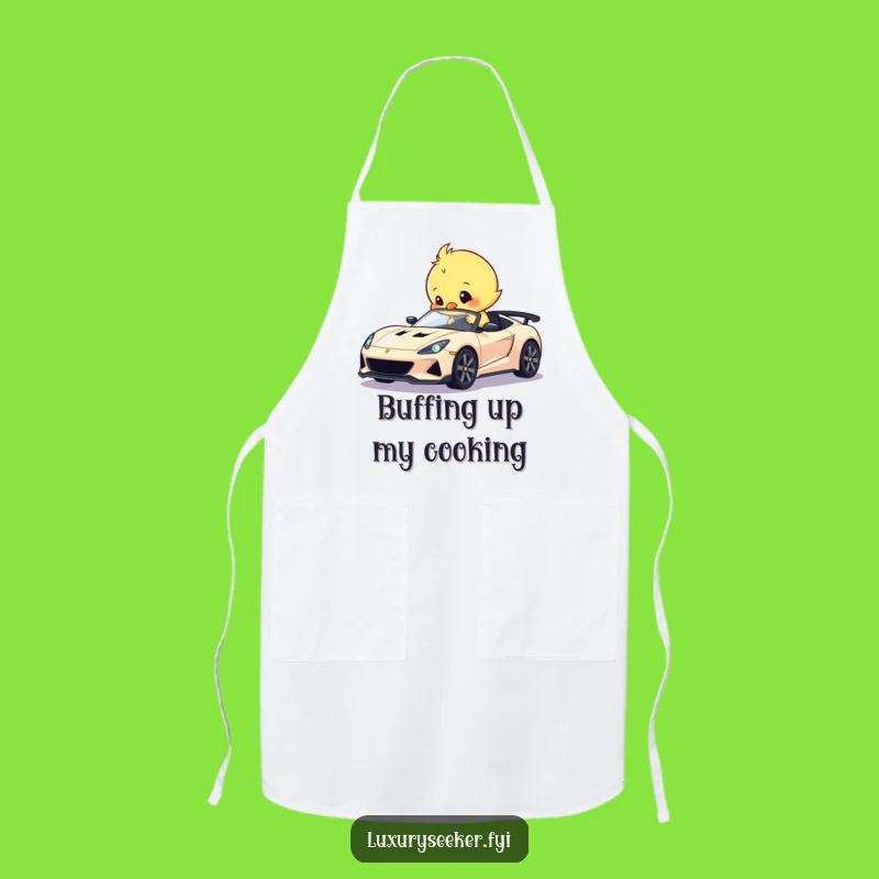 Funny Chick Polishing Sports Car Apron: Keep Clean with Automotive Charm