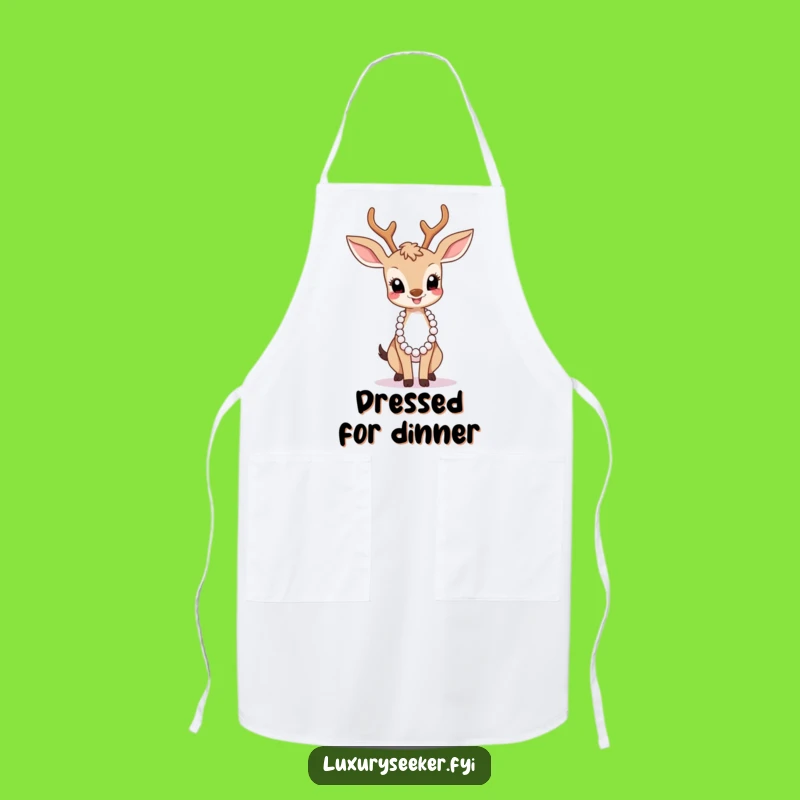 Funny Graceful Deer Pearl Necklace Apron - Hilarious Chic Kitchen Wear!