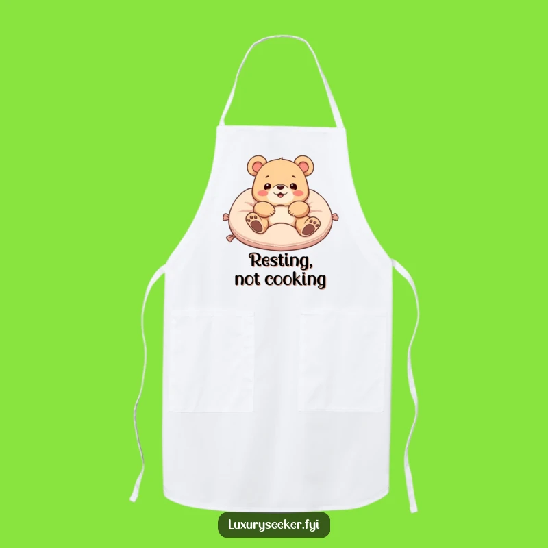 Funny Bear Apron: Kitchen Fun with Luxurious Lounging Bear, Ideal Chef's Funny Gift