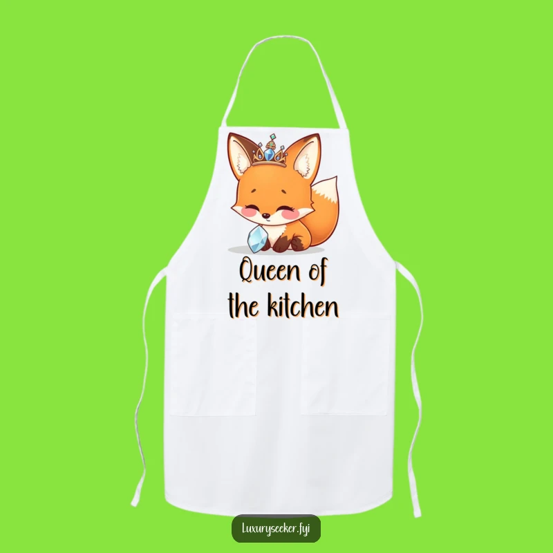 Funny Chef Fox Tiara Apron - Sparkly Jewel Kitchen Fun, Chef Funny Gift