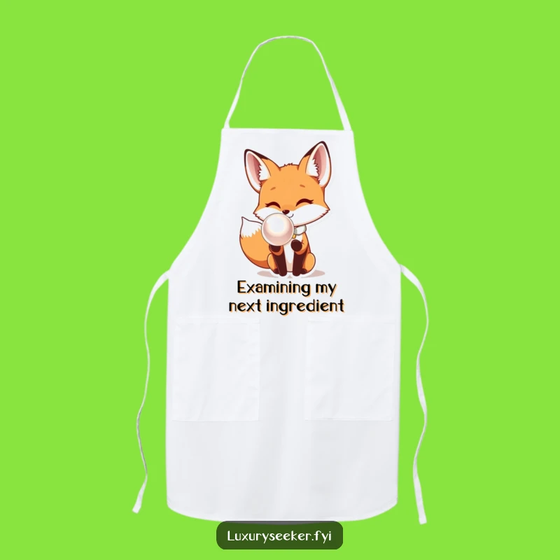 Funny Fox Bow Tie Pearl Apron: Humorous Kitchen Wear for the Chic Chef.