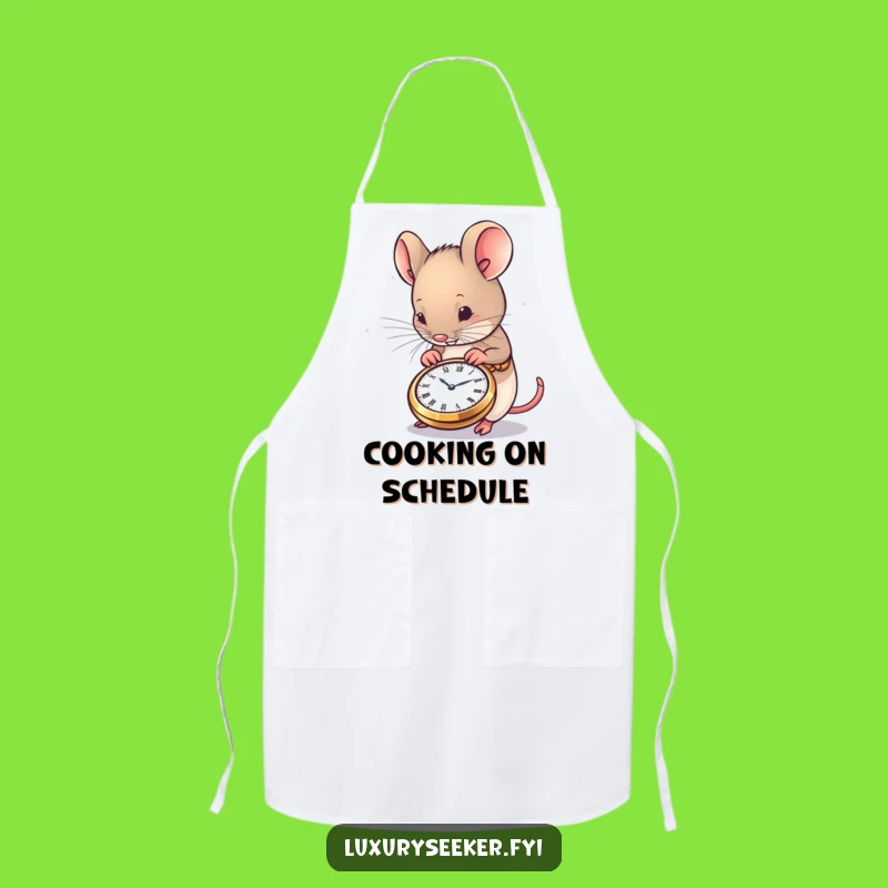 Funny Mouse Apron: Pocket Watch Admirer Kitchen Wear for Cooks