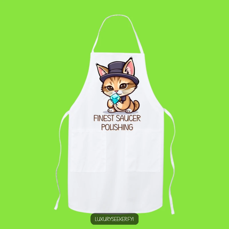 Funny Sophisticated Cat Apron – Chef’s Whimsy & Gemstone Humor Gift