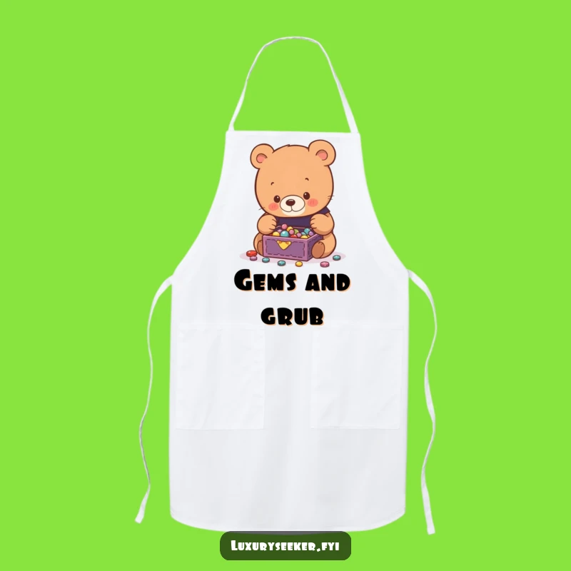 Funny Bear Jewelry Apron: Cook with Charm and Sparkle Gift