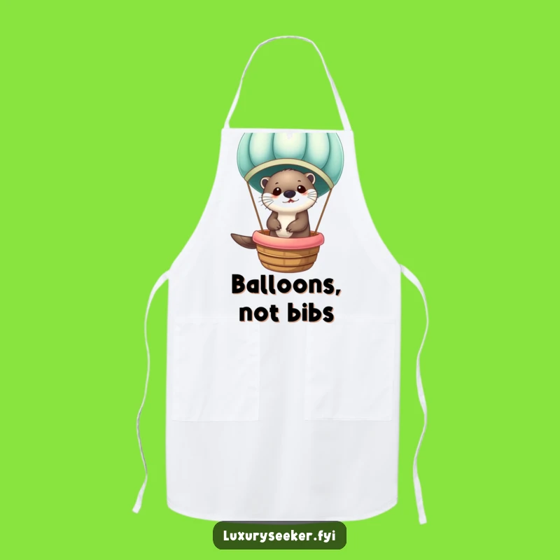 Kitchen Funny Otter Hot Air Balloon Apron: Velvet Voyage Gift for Chefs & Bakers