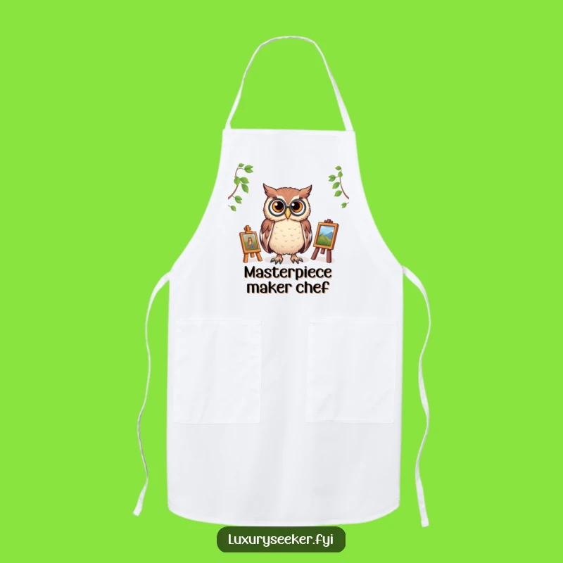 Funny Owl Chef Apron: Monocled Critic Oversees Kitchen Art, Perfect Cooking Gift