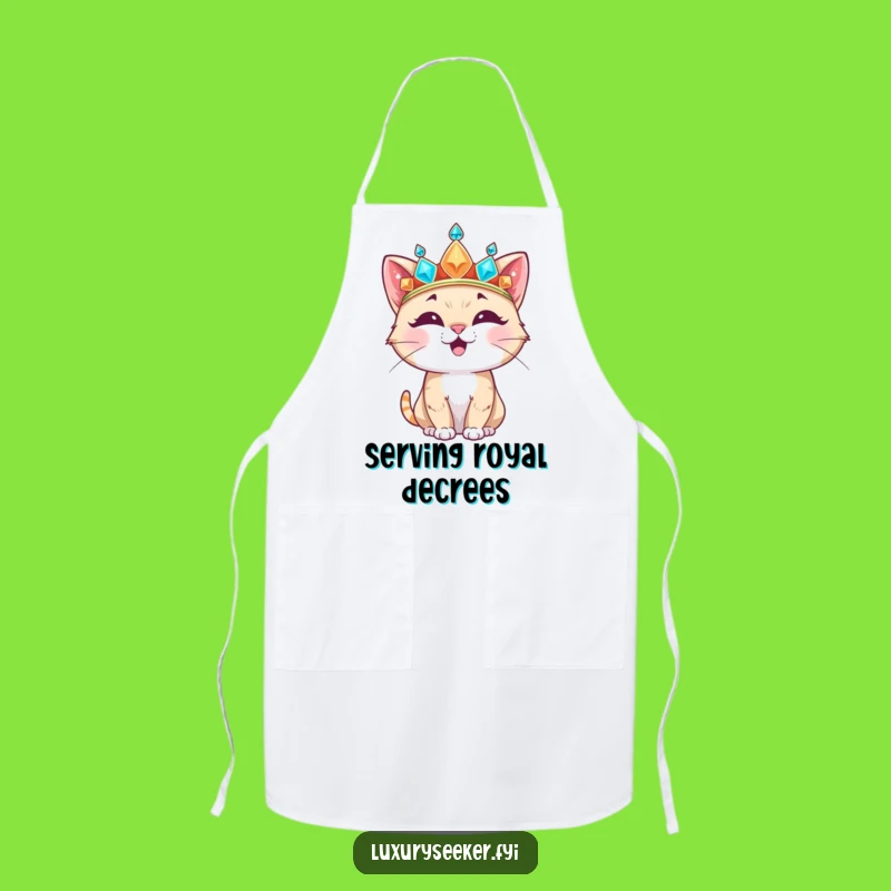 Funny Cat Crown Apron: Royal Chef Gift for the Feline Foodie!