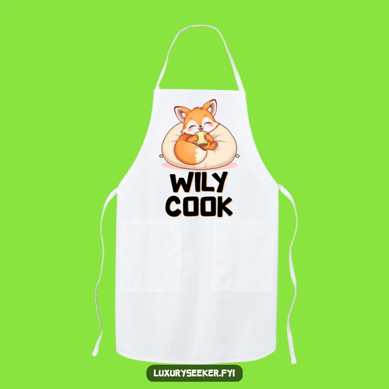 Funny Cozy Fox Lounge Apron: Plush Kitchen Wear for Relaxed Chefs & Bakers