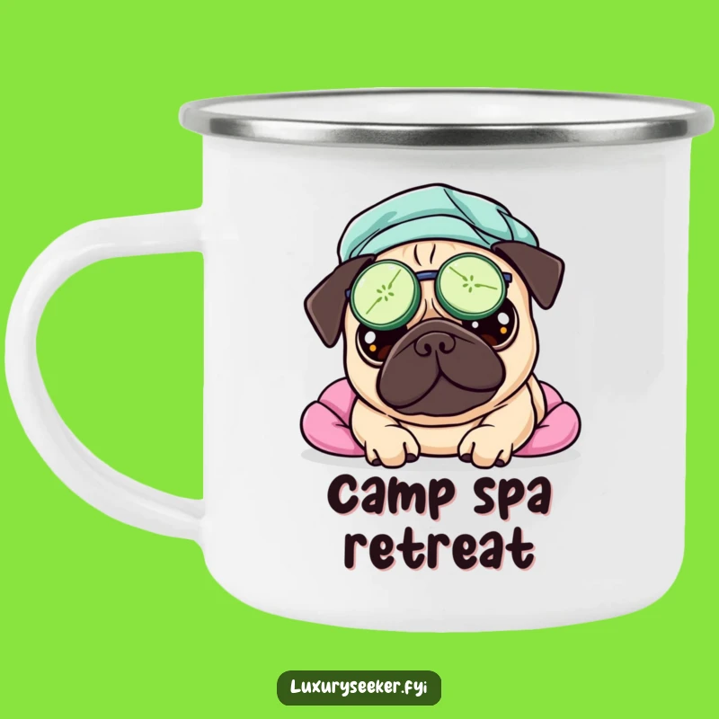 Funny Pampered Pug Camping Mug – Relaxing Outdoors Funny Gift