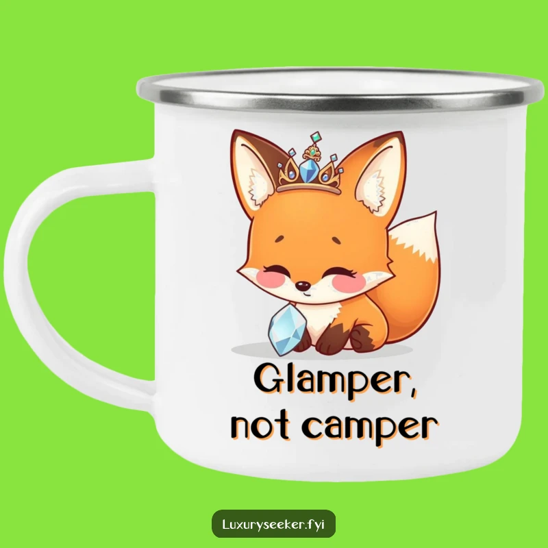Funny Camp Fox Tiara Mug - Sparkly Jewel Adventure, Outdoor Funny Gift