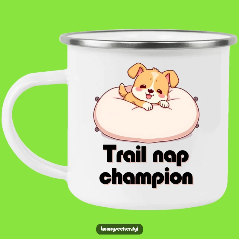 Funny Dog Pillow Camping Mug: Cheerful Outdoor Comfort for Adventures!