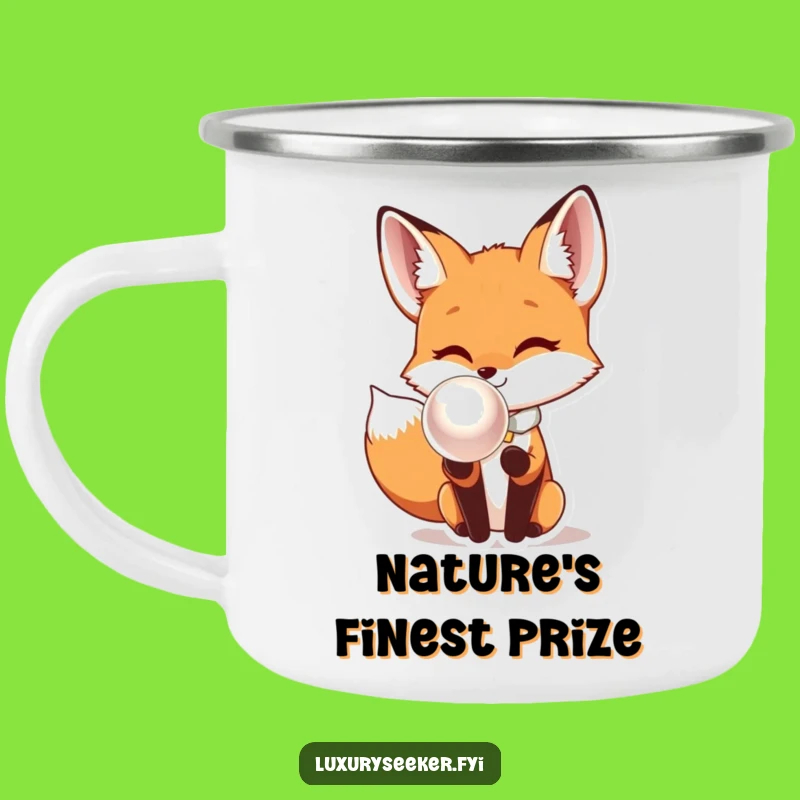 Funny Fox Bow Tie Pearl Camping Mug: Rugged, Humorous Companion for Adventures.
