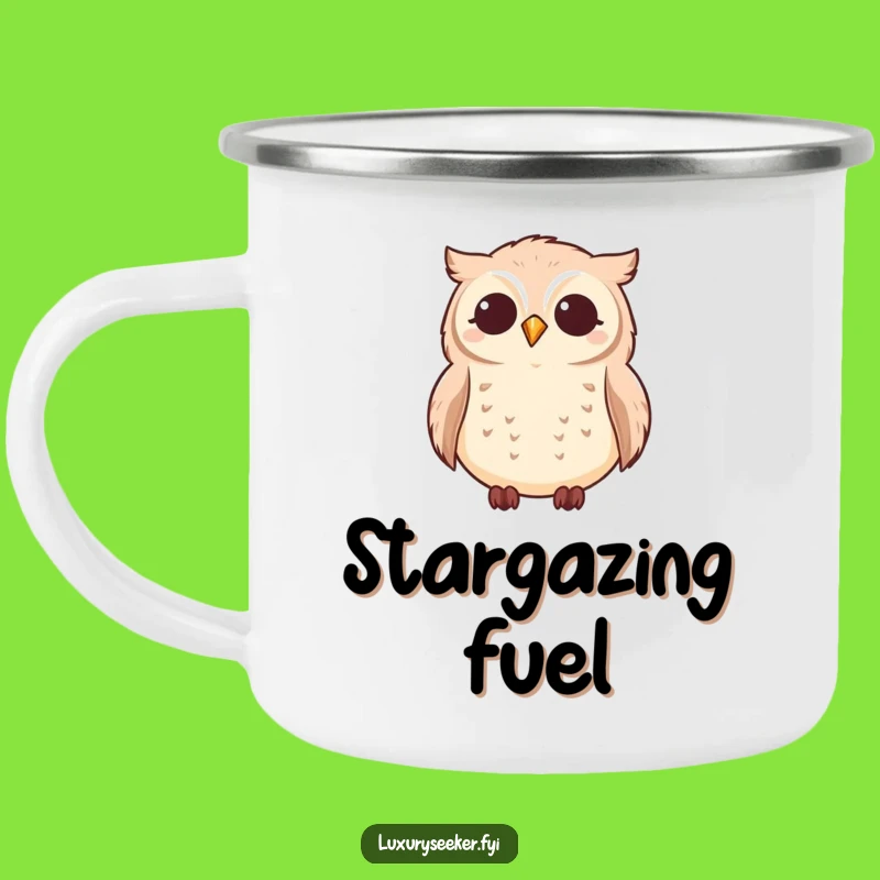 Funny Owl Star Gazing Enamel Mug - Rustic Wonder for Campers Gift