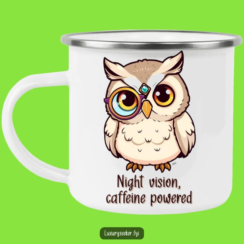 Funny Sophisticated Owl Monocle Camping Mug - Outdoor Wise Humor Gift!