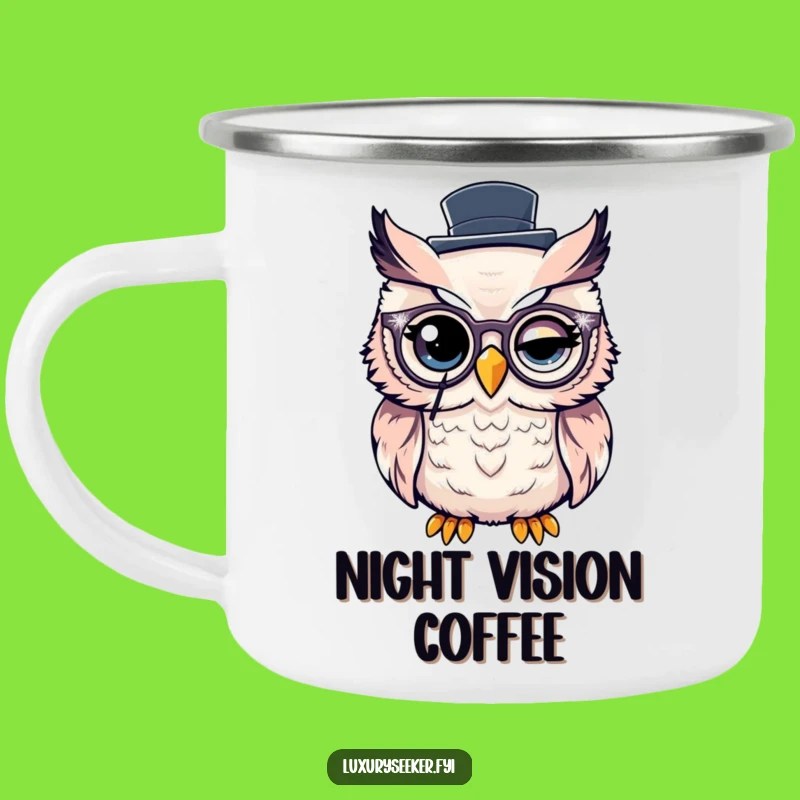 Funny Dapper Owl Camping Mug: Rugged Sophistication for Wise Adventures