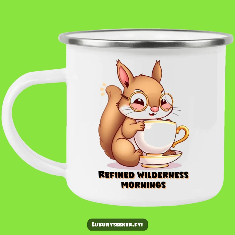 Funny Squirrel Tea Time Camping Mug: Durable Dapper Fun, Outdoor Humorous Gift!