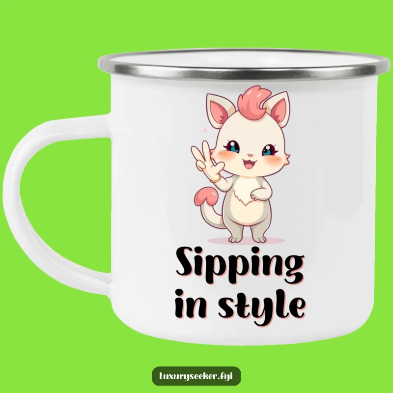 Funny Elegant Creature Camping Mug: Blush & Glove Adventure, Hilarious Outdoor Gift