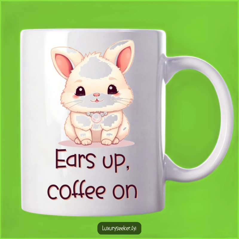 Funny Bunny Pearl Necklace Mug - Adorable Fluffy Rabbit Gift