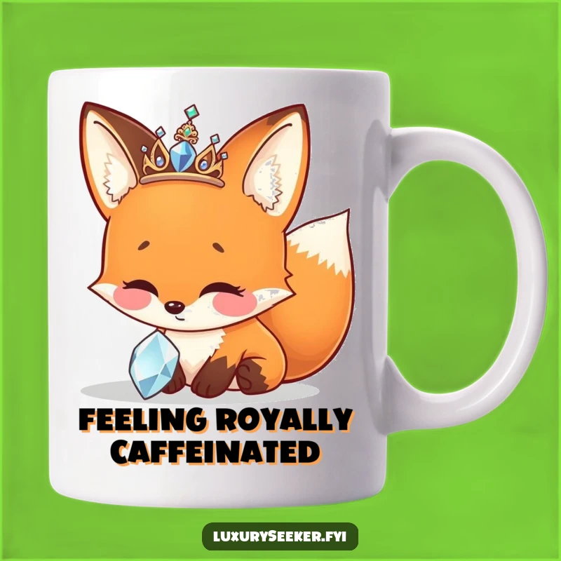 Funny Cheerful Fox Tiara Jewel Mug - Sparkly & Joyful Funny Gift