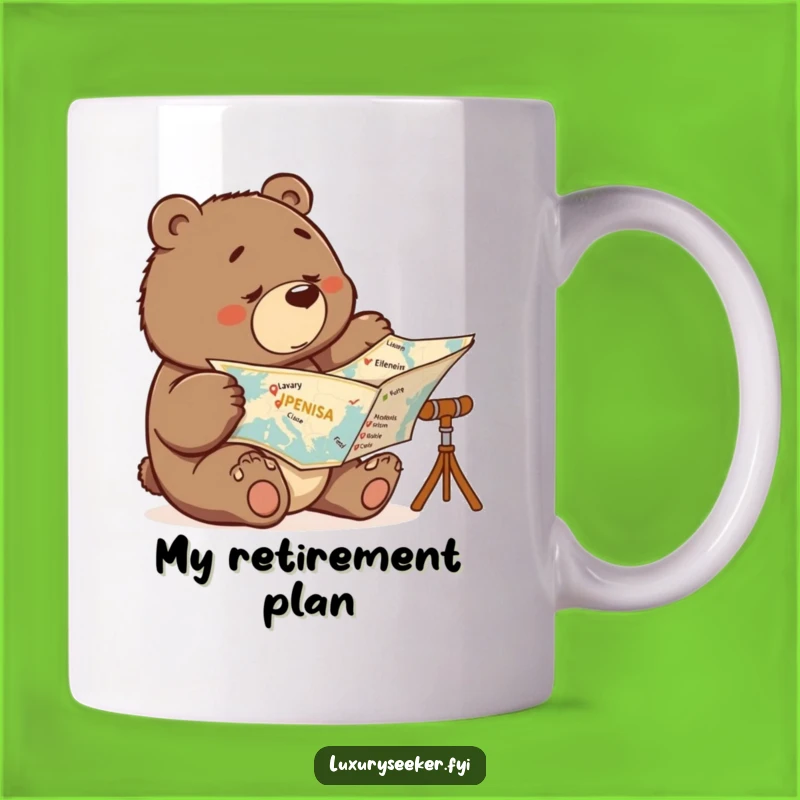 Funny Determined Bear Map Mug: Luxury Travel Goal Gift for Him