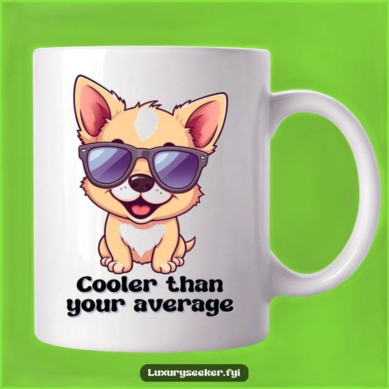 Funny Dog Lover Gift Mug: Playful Pup in Designer Sunglasses, Perfect for Coffee Lovers