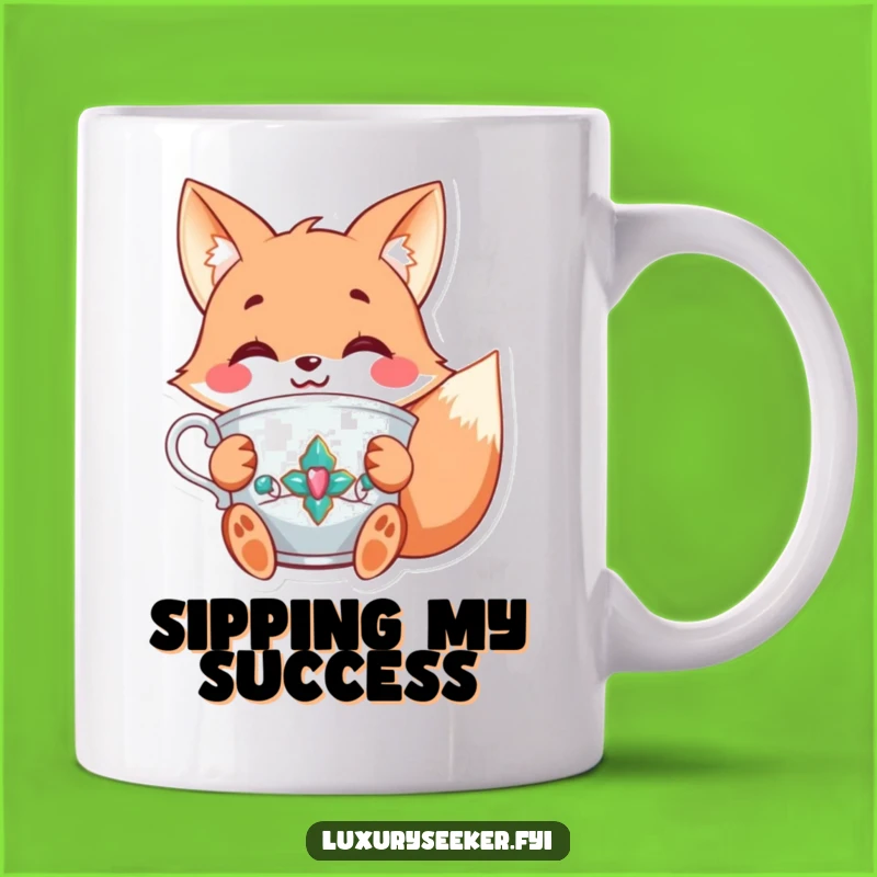 Funny Fox Tea Mug: Joyful Character's Elegant Sip for Tea Lovers!