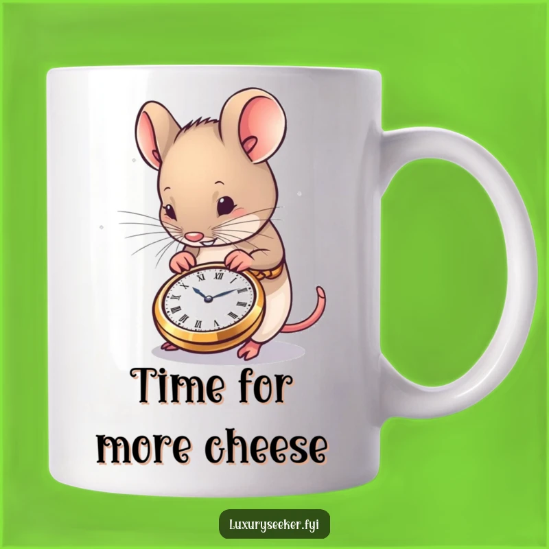 Funny Mouse Mug: Admiring Tiny Pocket Watch Gift for Watch Enthusiasts