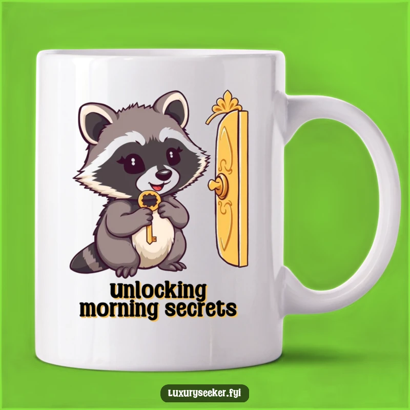 Funny Raccoon Key Mug - Tiny Door Mystery Character Gift