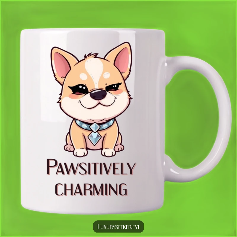 Funny Winking Dog Diamond Collar Mug: Sassy Pooch Surprise, Perfect Funny Gift