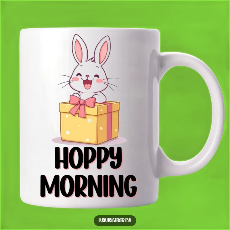 Funny Excited Rabbit Gift Mug: Joyful Surprise Design for a Cheerful Gift