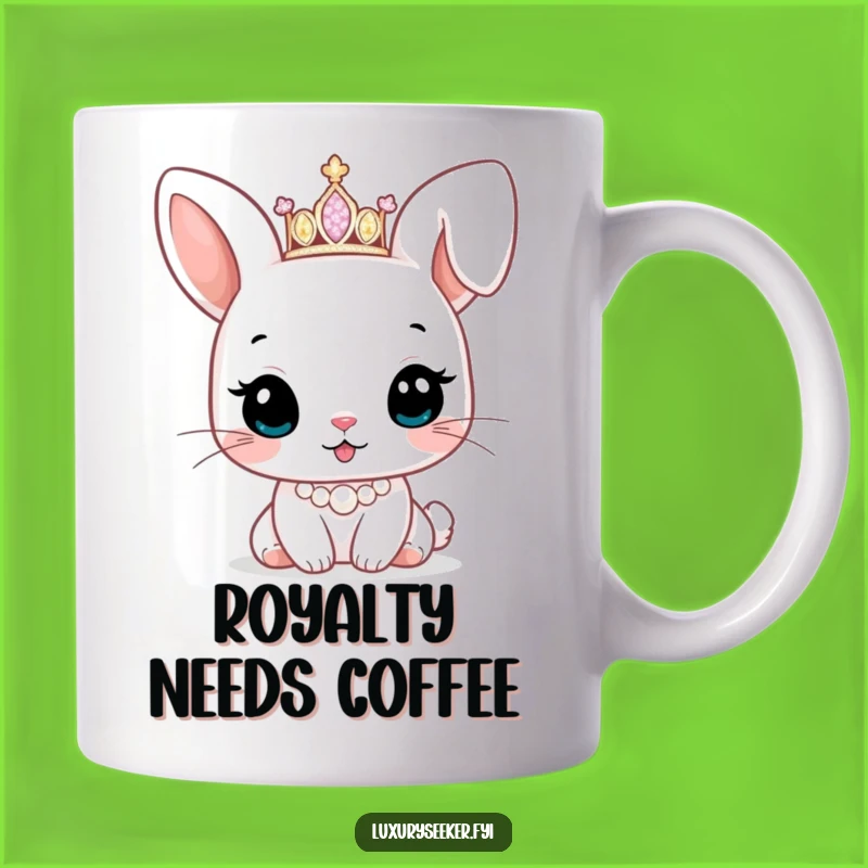Funny Bunny Tiara Mug: Adorable Character's Royal Treat for Cute Fans!