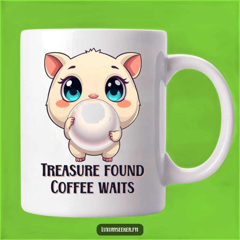 Funny Treasure Hunter Mug: Curious Creature's Pearl Discovery, Perfect Funny Gift