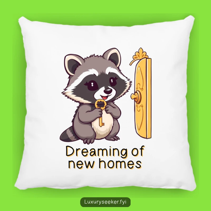 Funny Raccoon Key Pillow - Cozy Tiny Door Comfort