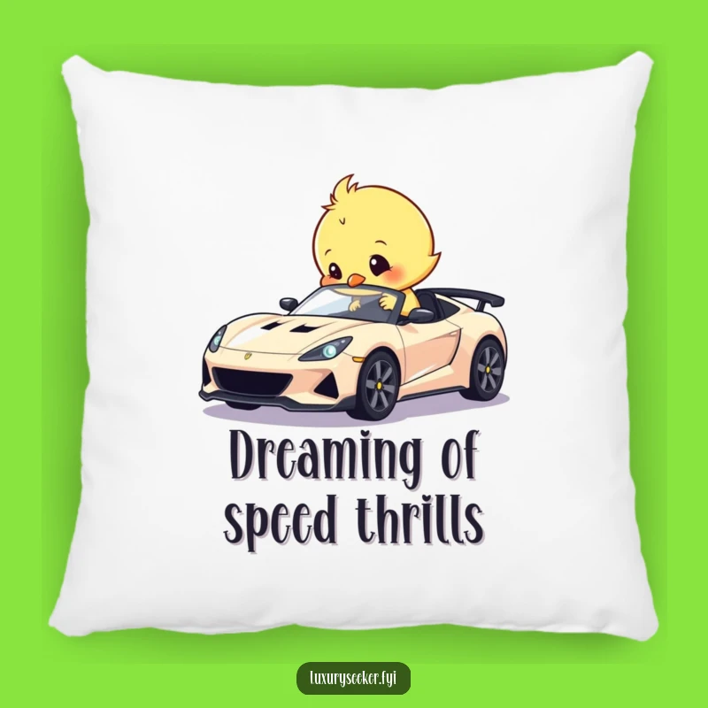 Funny Chick Polishing Sports Car Pillow: Cozy Comfort with Automotive Whimsy