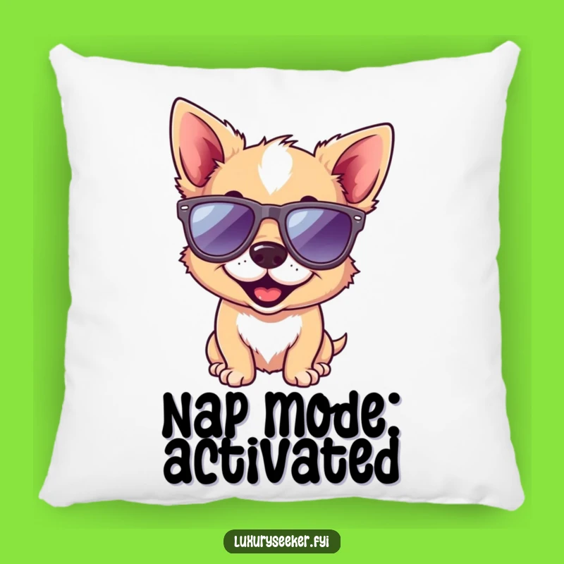 Funny Dog Pillow: Soft Cushion with a Playful Pup in Designer Sunglasses, Comfy Gift