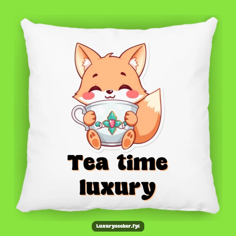 Funny Fox Tea Pillow: Cozy Comfort with a Joyful Character's Elegance!