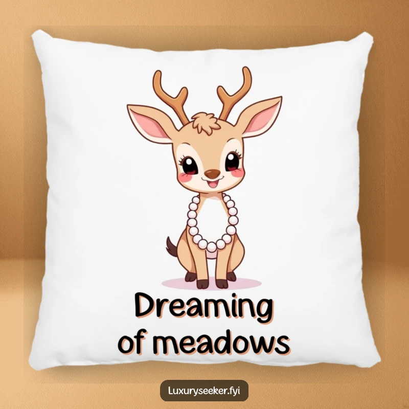 Funny Pillow: A soft pillow showing a graceful deer with a pearl necklace, bringing humorous elegance and comfort.