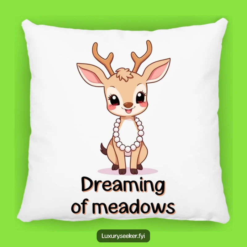 Funny Graceful Deer Pearl Necklace Pillow - Comedic Comfort for Chic Souls!