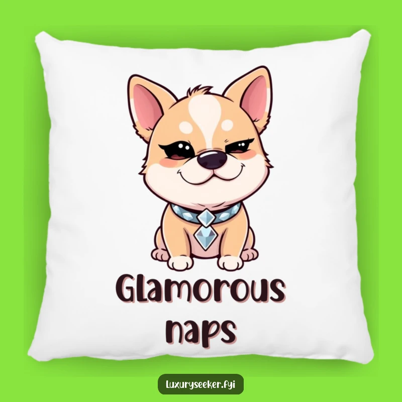 Funny Winking Dog Pillow: Cozy Diamond Collar Cushion, Ideal Funny Gift