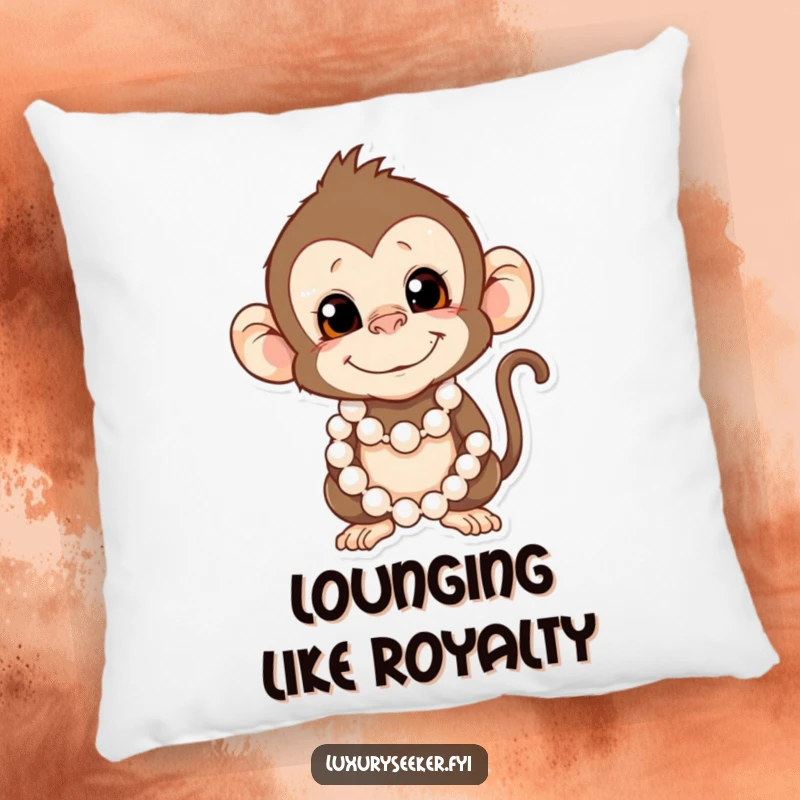 Funny Monkey Pillow: A mischievous monkey wears a string of pearls, offering a soft, humorous, and decorative accent cushion.