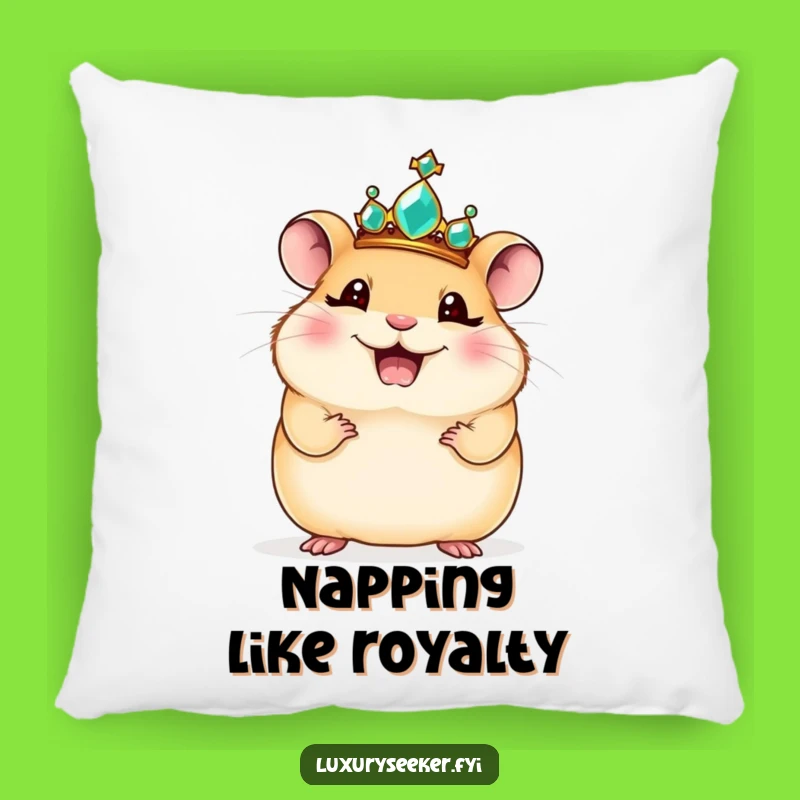 Funny Regal Hamster Pillow - Cozy Giggling Royalty Comfort