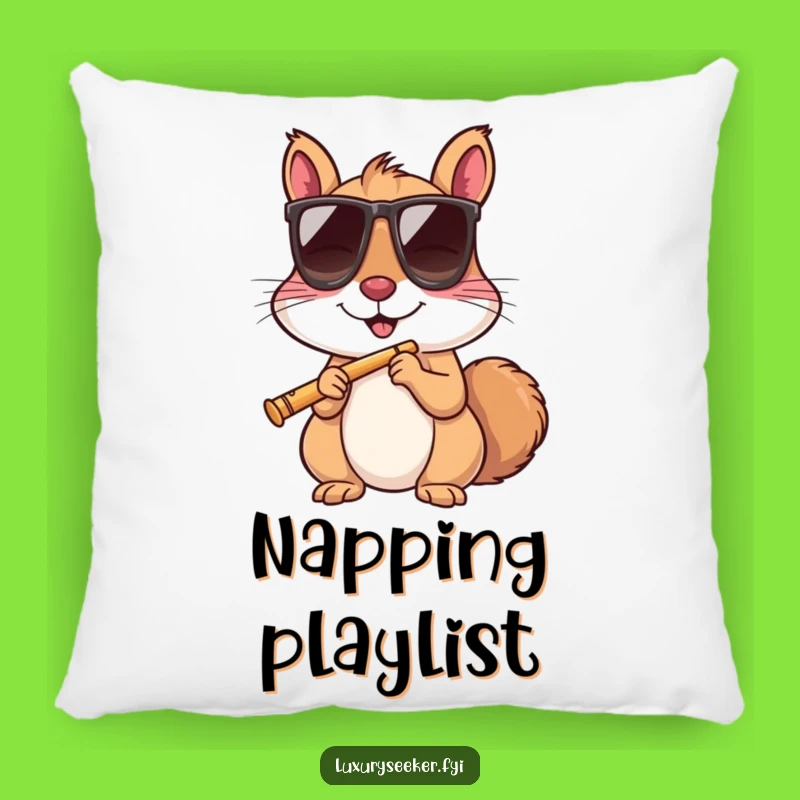 Funny Squirrel Sunglasses Flute Pillow: Cozy Cuteness and Comedic Charm