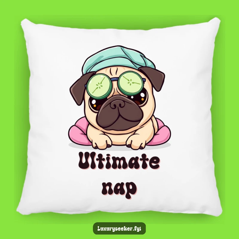 Funny Pampered Pug Pillow – Cozy & Hilarious Spa Accent Gift