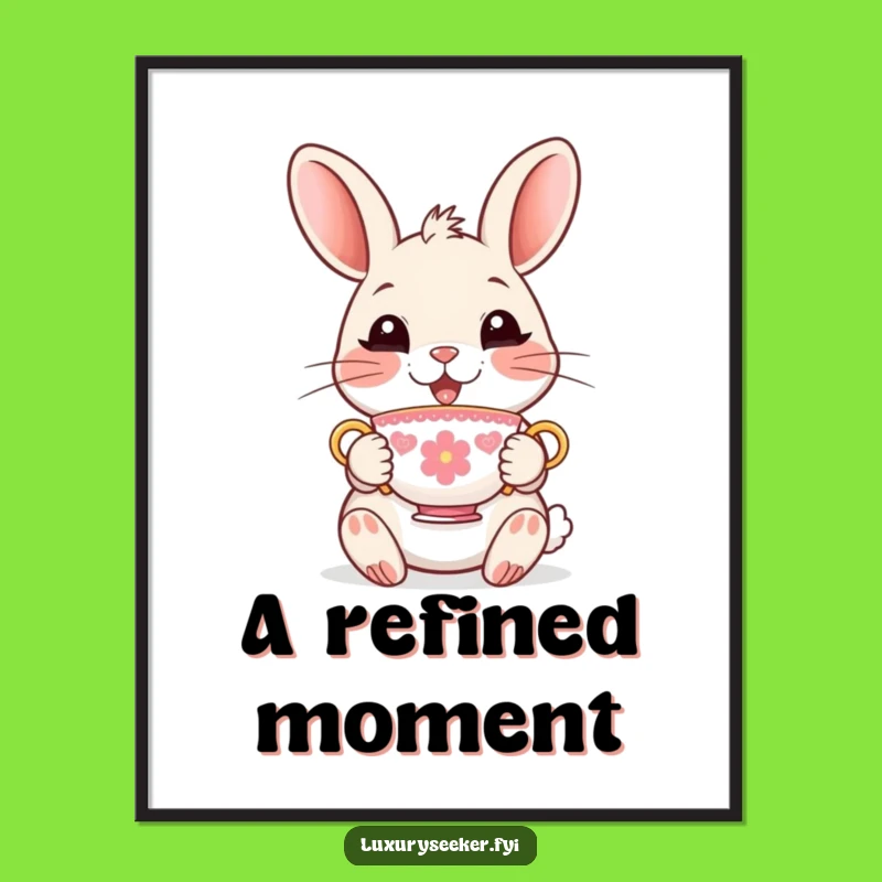 Funny Rabbit Tea Digital Art: Elegant Character Print for Instant Charm!