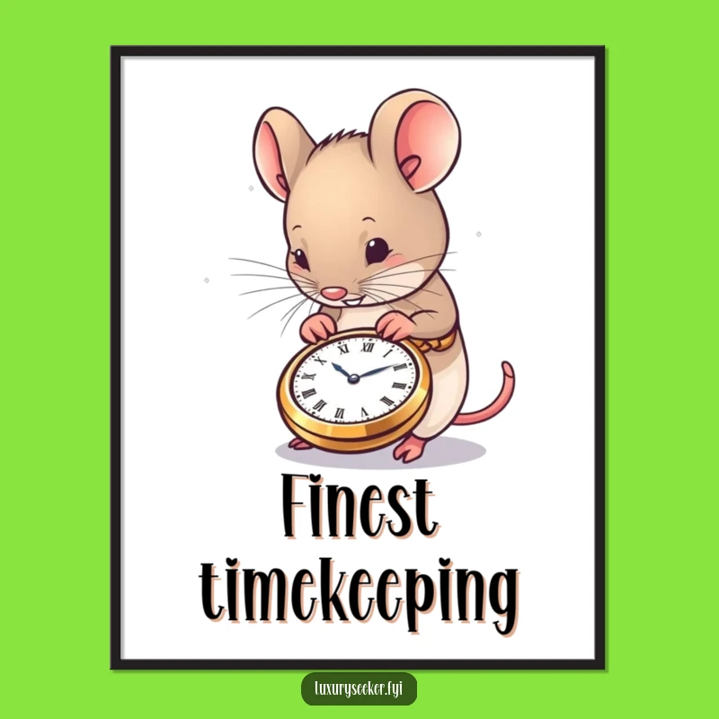 Funny Mouse Digital Art: Pocket Watch Admirer Print for Instant Charm