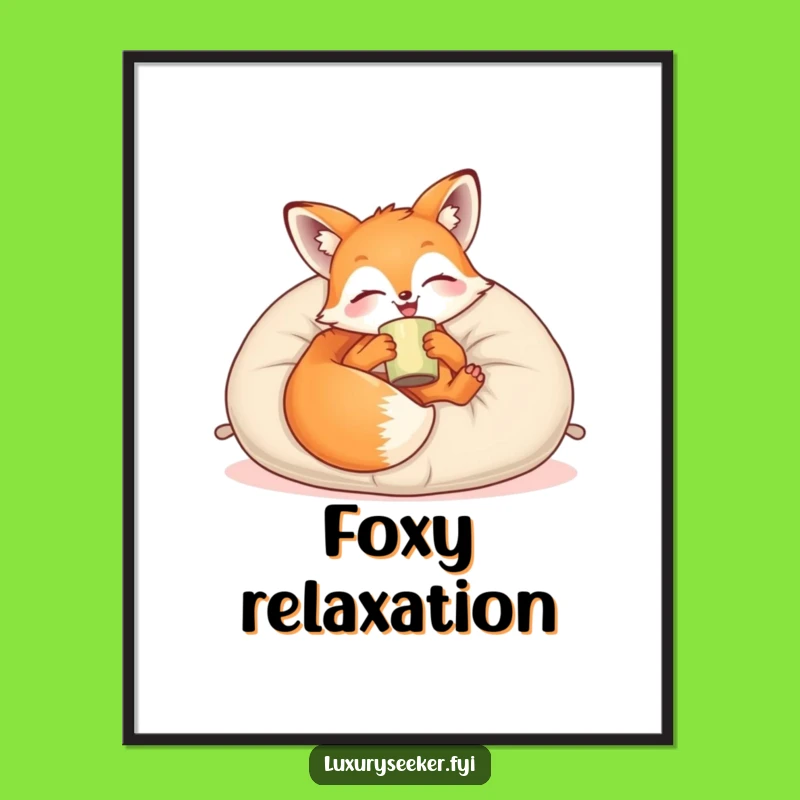 Funny Cozy Fox Lounge Digital Art: Plush Pillow Print for Instant Calm Decor