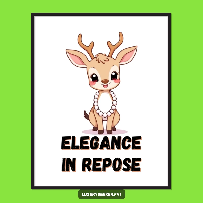 Funny Graceful Deer Pearl Necklace Digital Art - Hilarious Chic Print Gift!