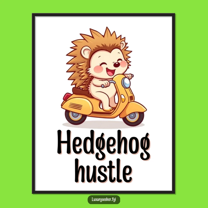 Funny Hedgehog Scooter Art Print: Joyful Rider Decor, Ultimate Funny Gift
