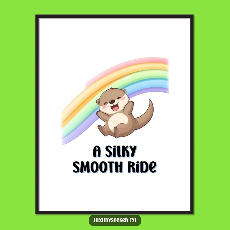 Funny Joyful Otter Rainbow Digital Art - Instant Whimsy & Fun!