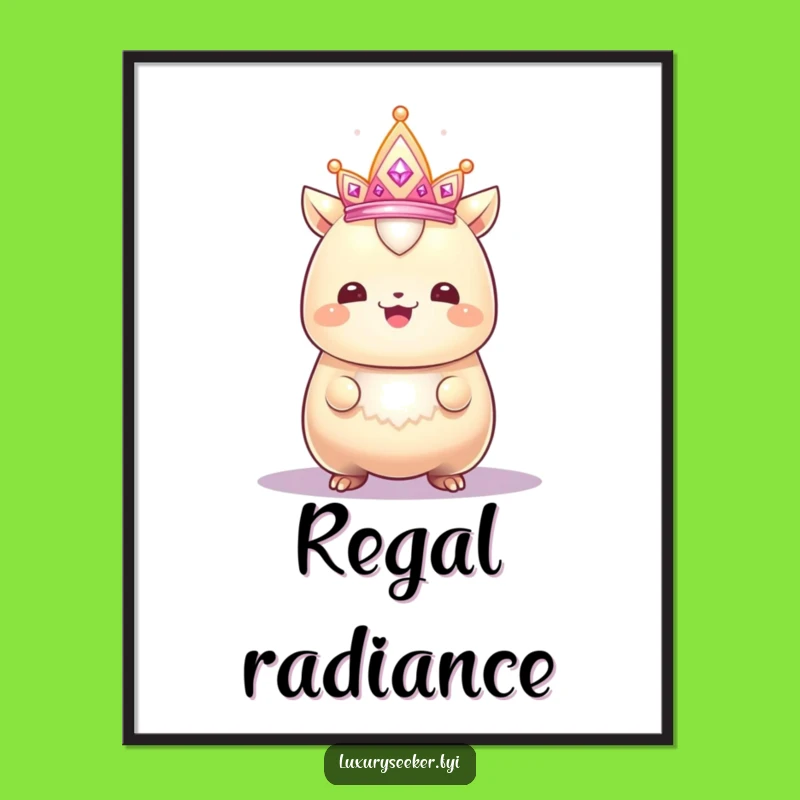 Funny Proud Creature Digital Print: Crown & Smile, Sophisticated Humorous Art